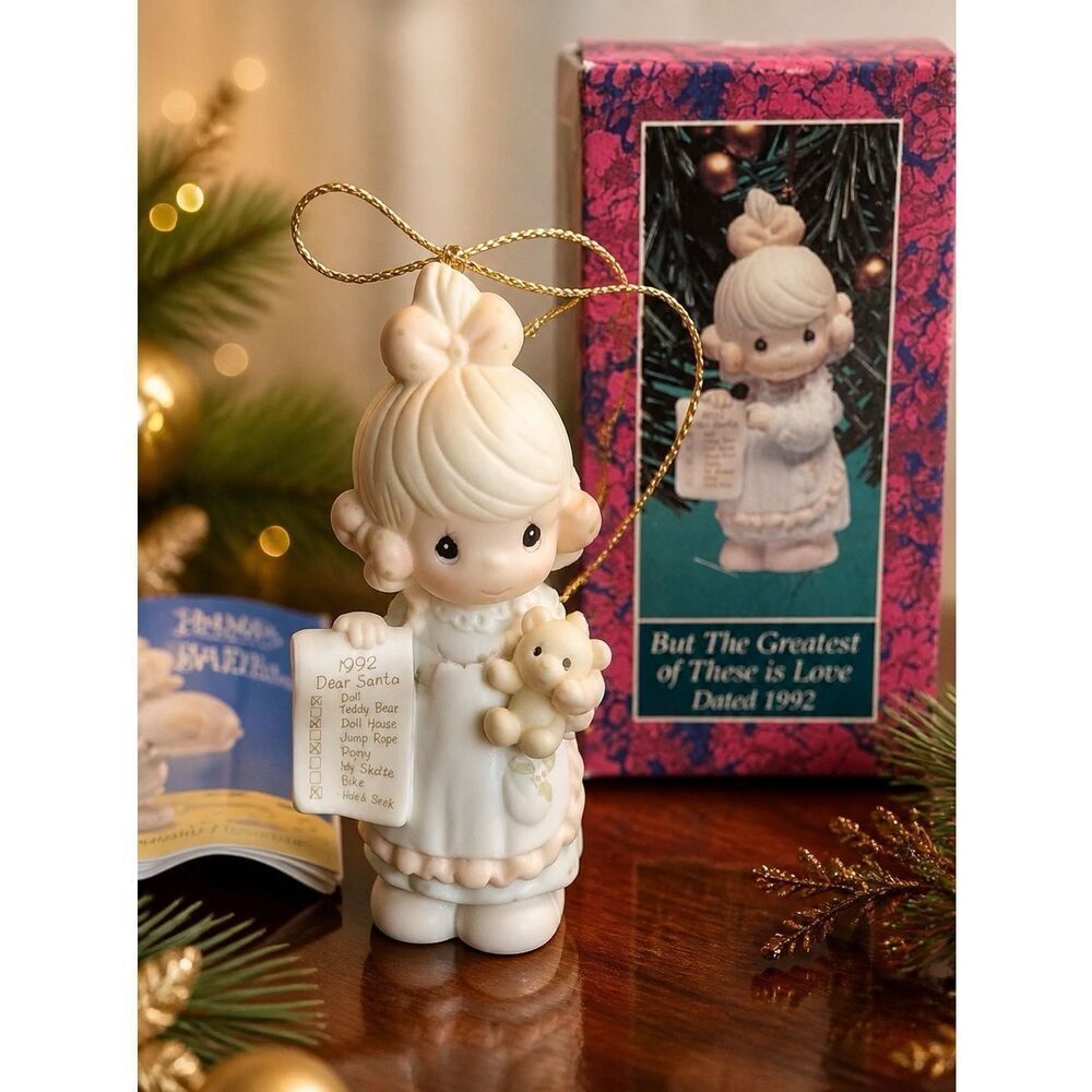 PRECIOUS MOMENTS CHRISTMAS ORNAMENT “But the Greatest of These is Love” 1992